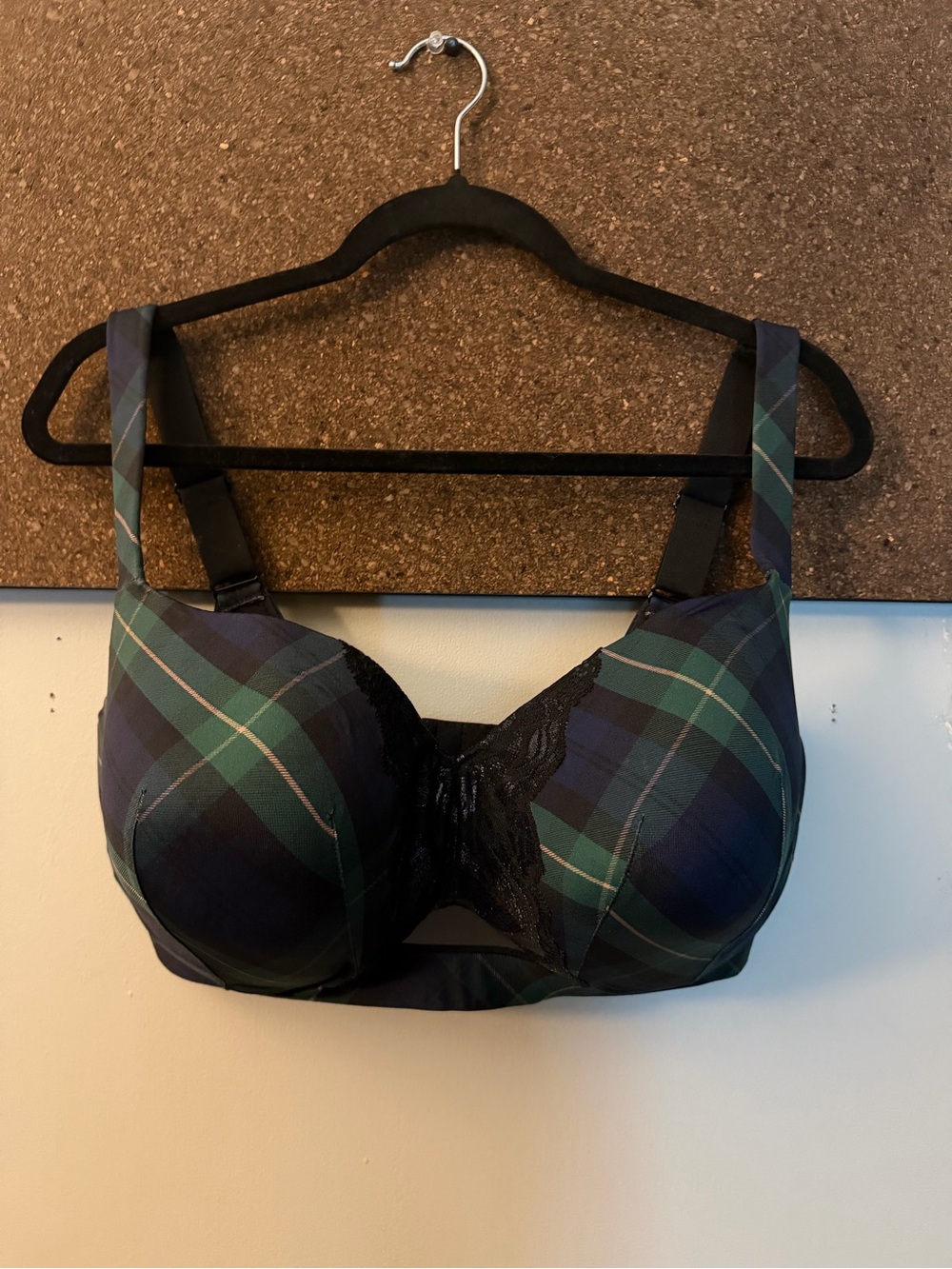 Cacique Black and Green Plaid balconette